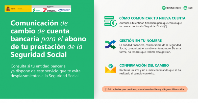 CAMBIAR CUENTA BANCARIA EN LA SEGURIDAD SOCIAL (AHORA AUTOMÁTICO