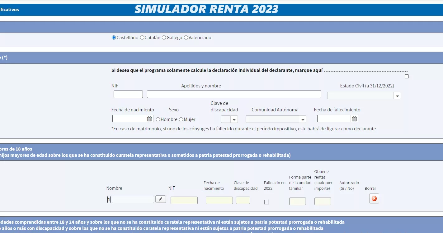 El simulador de la renta para el ejercicio 2023, estará disponible para el ciudadano desde mediados de Marzo