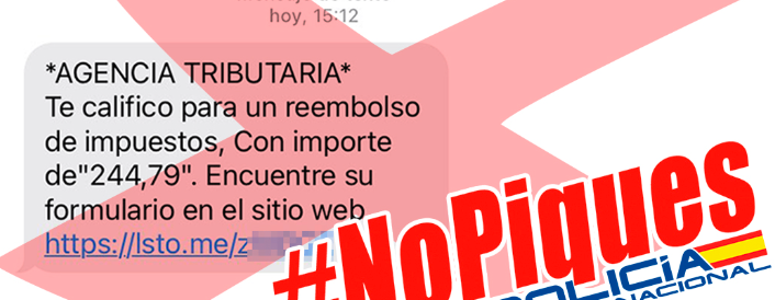 Si recibes este sms de la Agencia Tributaria, no hagas clic "Estafa ...