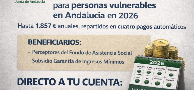 Andalucía lanza una nueva ayuda de 1.857 € para personas vulnerables en 2026