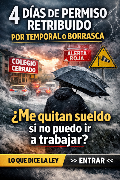 4 días de permiso retribuido por temporal o alerta roja
